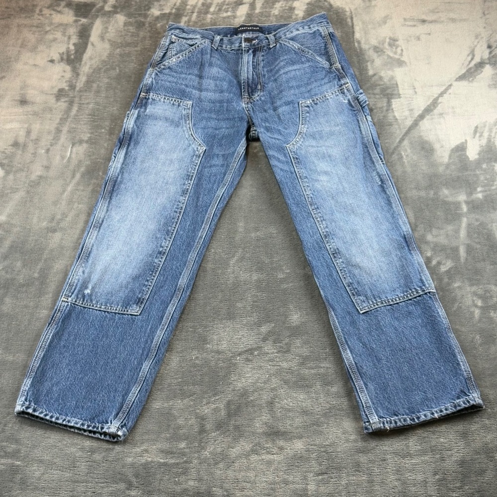 Aeropostale Carpenter Jeans Womens 28/30 Medium Wash Double Knee Straight Leg